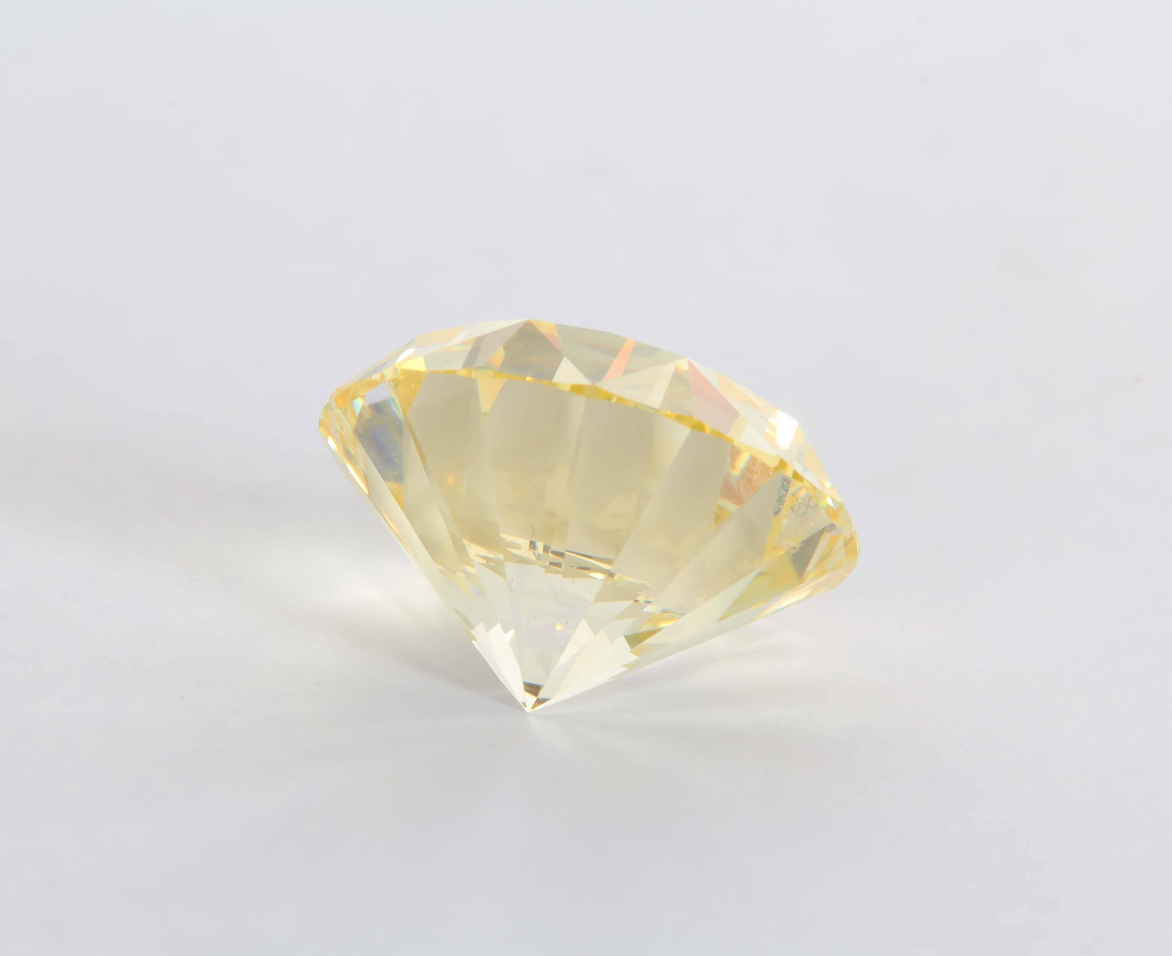 Round Cut Natural Fancy Intense Yellow Diamond 22.77 Carat Platinum Ring For Sale