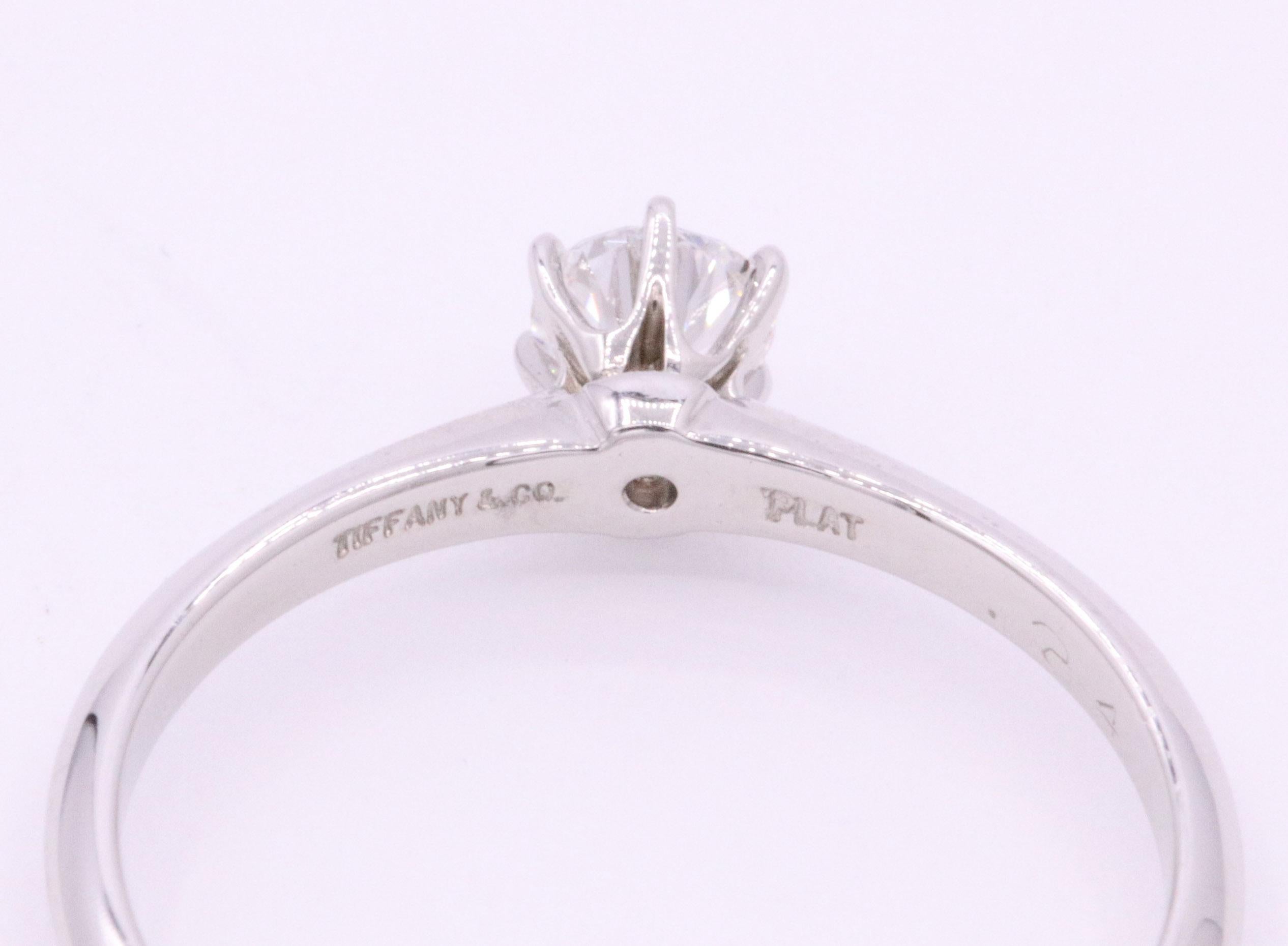Contemporary Tiffany & Co. Diamond Solitaire Engagement Ring 0.30 Carat F VS1 Platinum