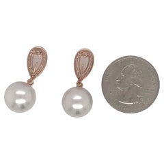 Morganite South Sea Pearl Diamond Earrings 2.53 Carat 18 Karat Rose Gold