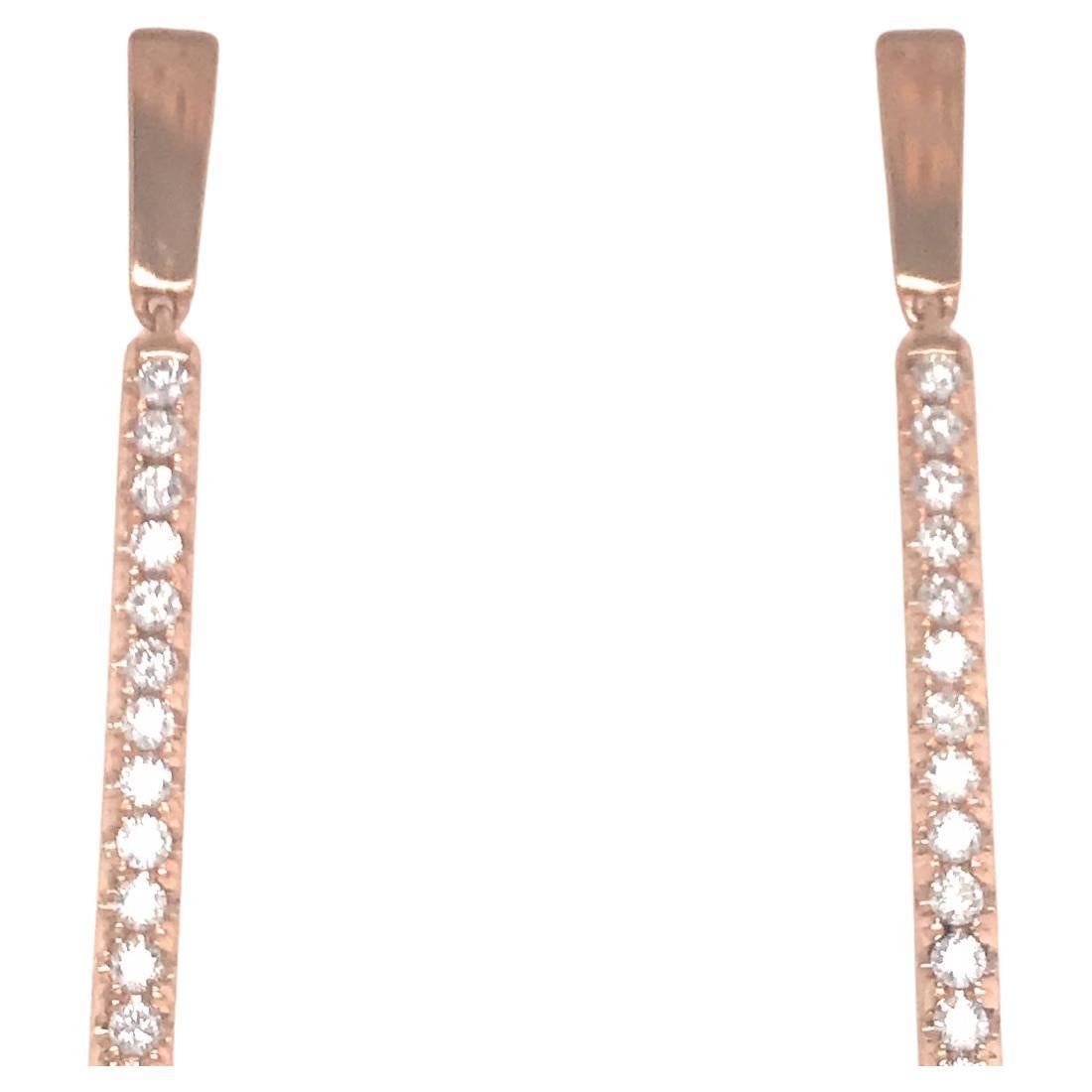Contemporain Boucles d'oreilles pendantes en or rose 18 carats avec perles des mers du sud et diamants 0.63 carat 12-13 MM en vente