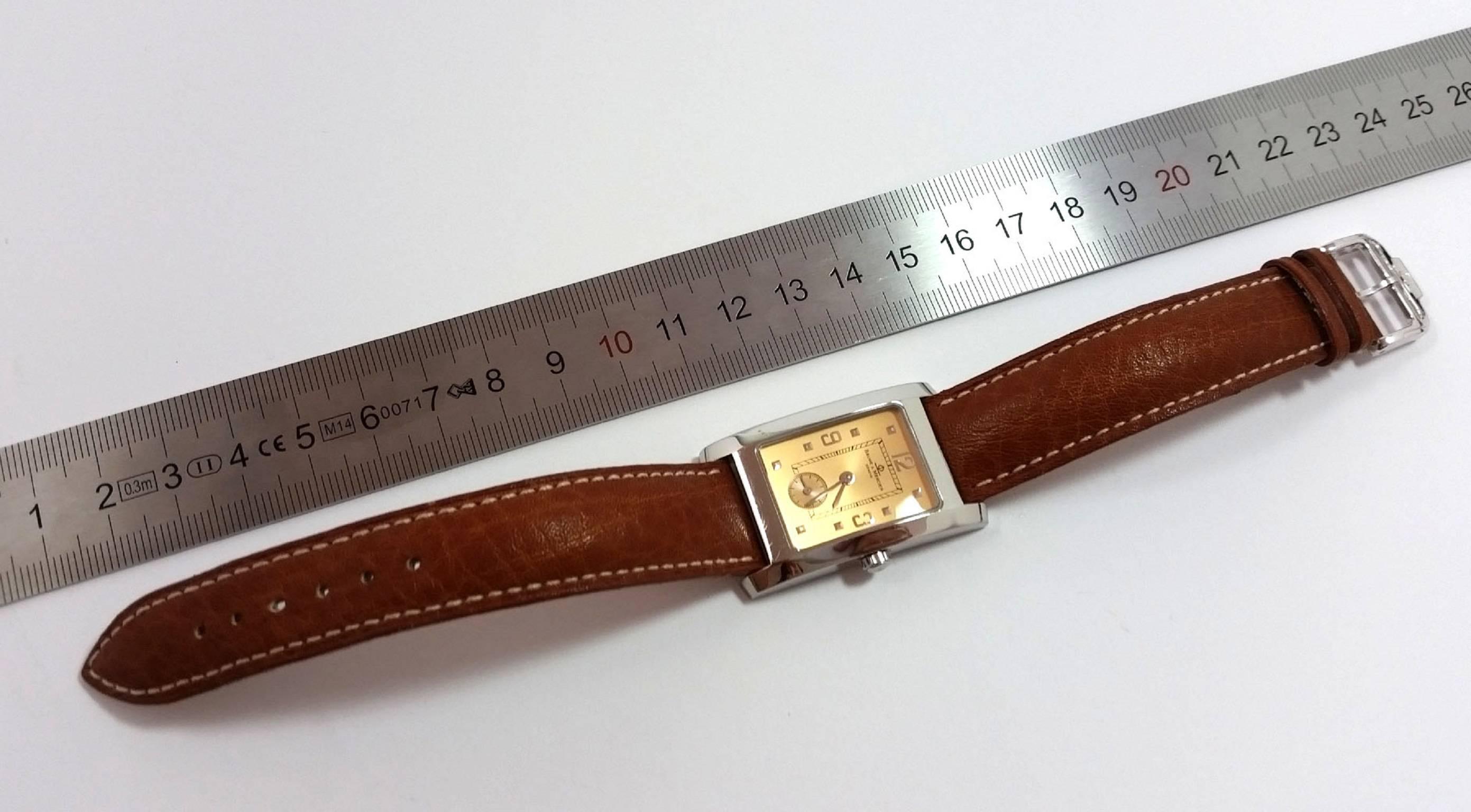  Baume & Mercier Montre-bracelet à quartz en acier inoxydable avec cadran en cuivre Hampton Pour hommes 