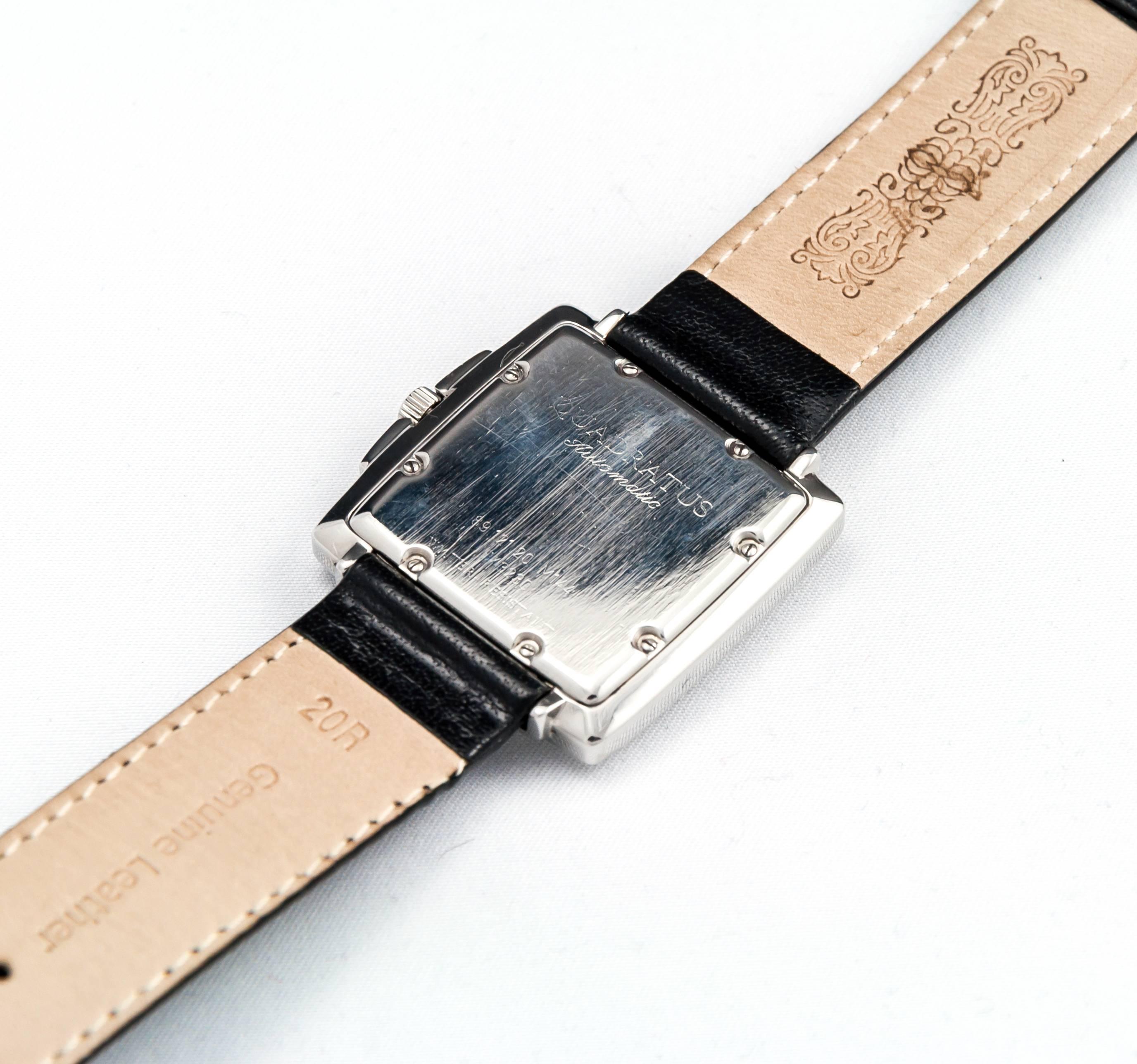 Corum Steel Quadratus Leather Strap Wristwatch In Excellent Condition In Saint Ouen, FR
