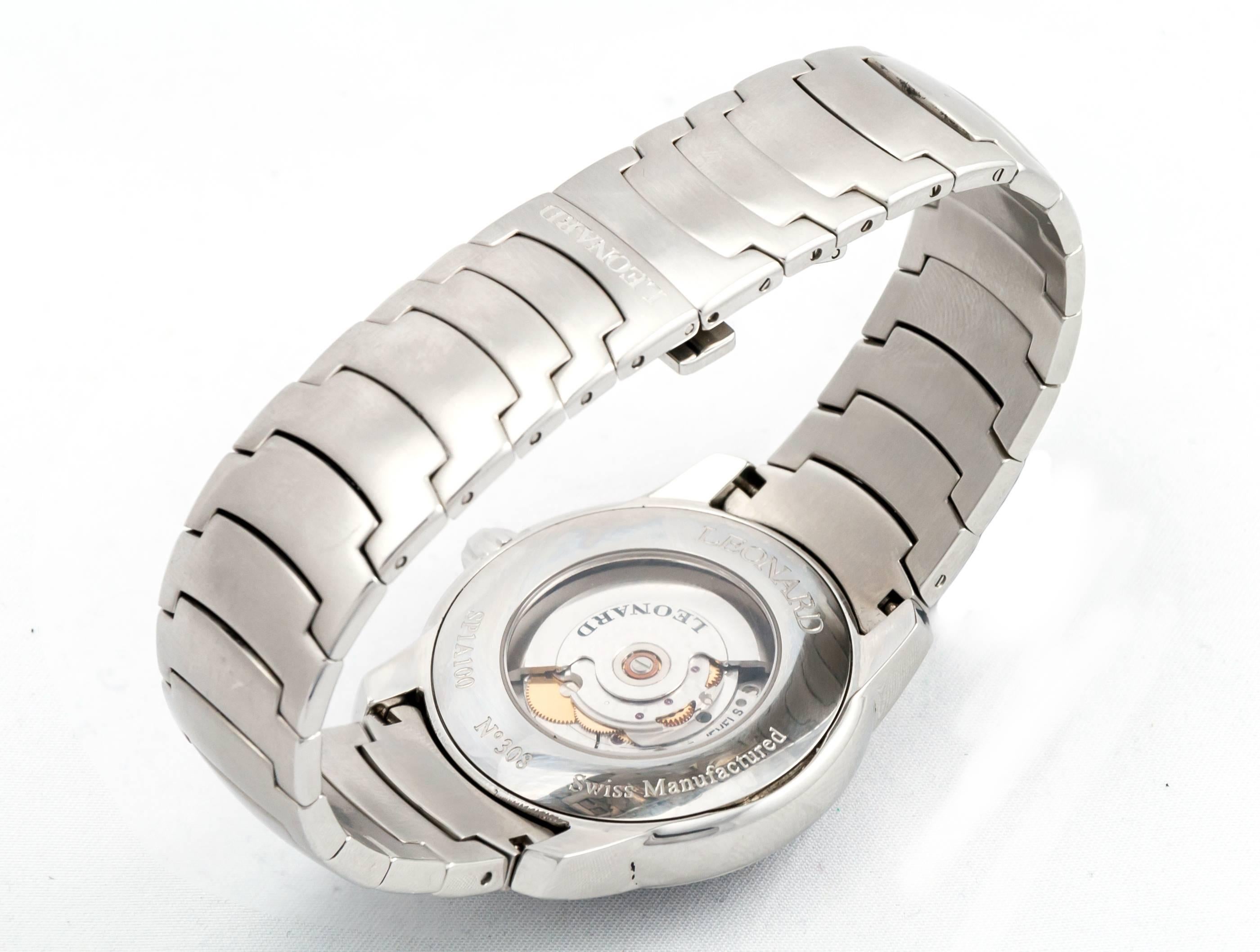 Leonard Sphere Stahlarmband-Armbanduhr Herren im Angebot