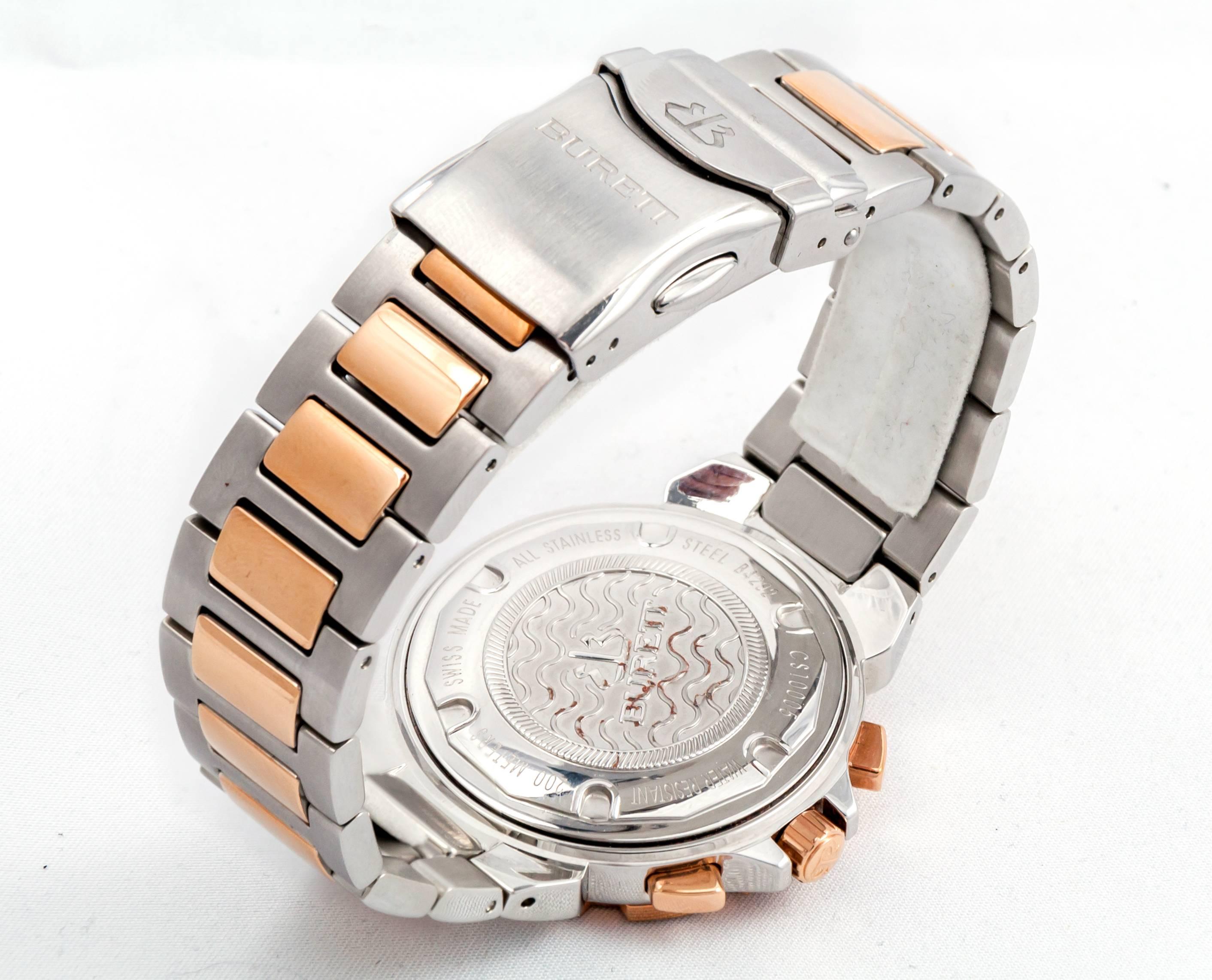 Burrett: Chrono-Armbanduhr aus Stahl und Gold für das Tauchen im Angebot 1
