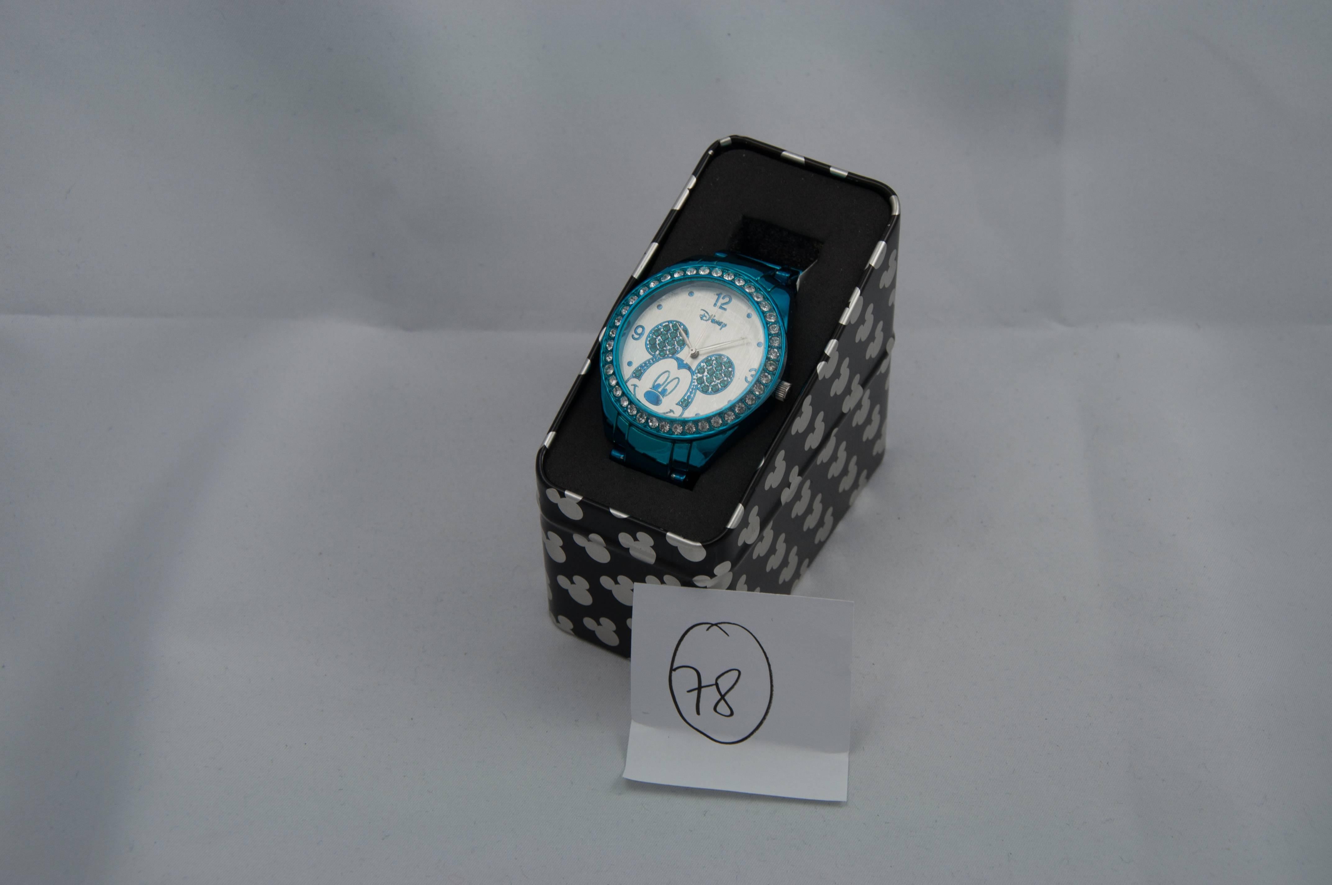 Disney stainless Steel Mickey mouse Blue Quartz Wristwatch 4