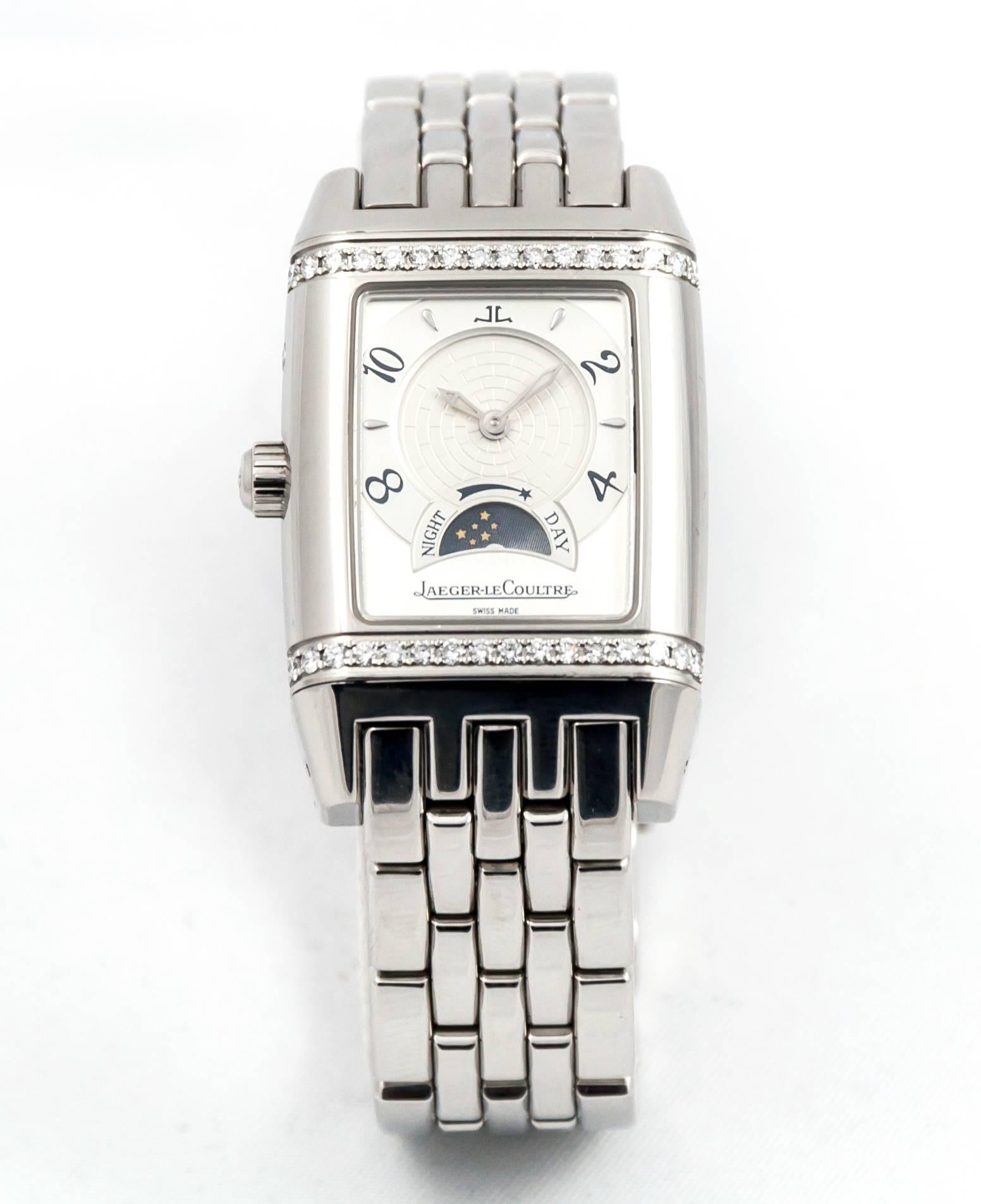 Jaeger LeCoultre Ladies stainless Steel Reverso Duoface Mechanical Wristwatch In Excellent Condition In Saint Ouen, FR