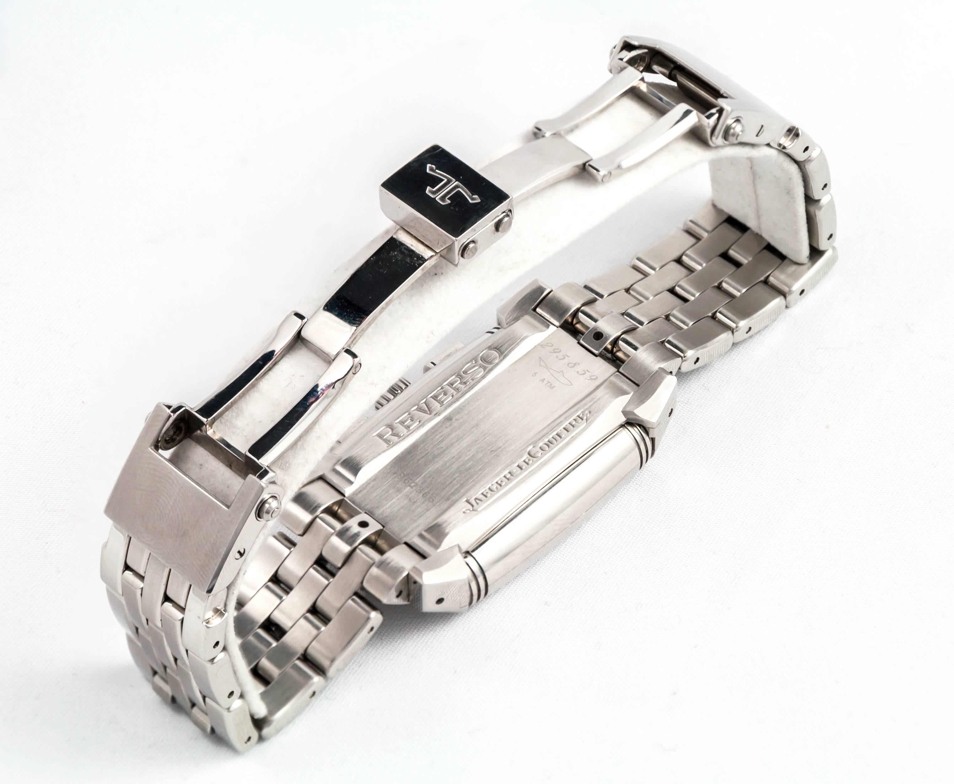 Jaeger LeCoultre Steel Reverso Gran Sport Chrono Wristwatch In Excellent Condition In Saint Ouen, FR