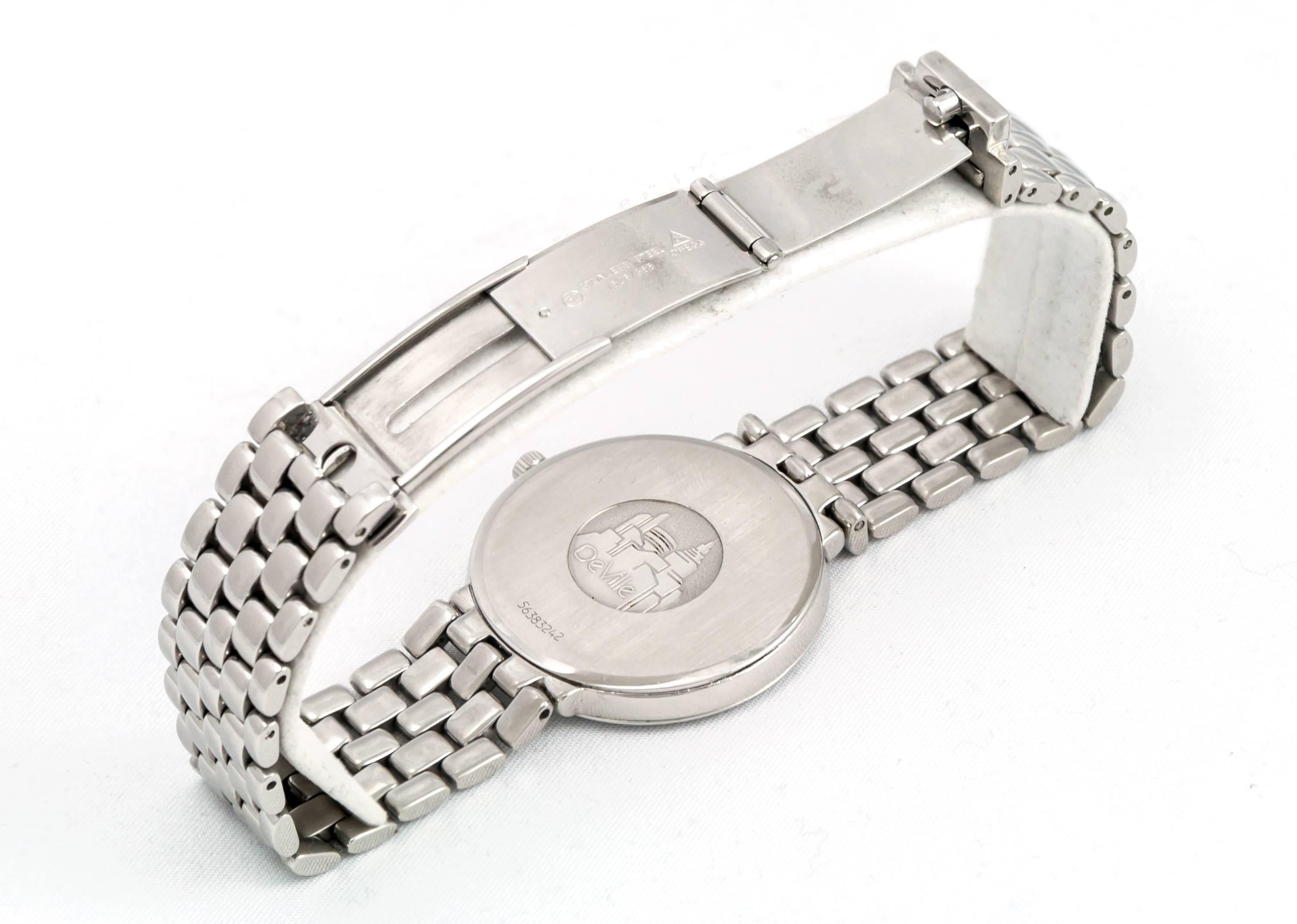 Men's Omega Stainless Steel De Ville Classical Round Ultra Thin Quartz Wristwatch