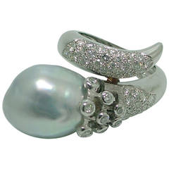 Whimsical Baroque Pearl Diamond Ring