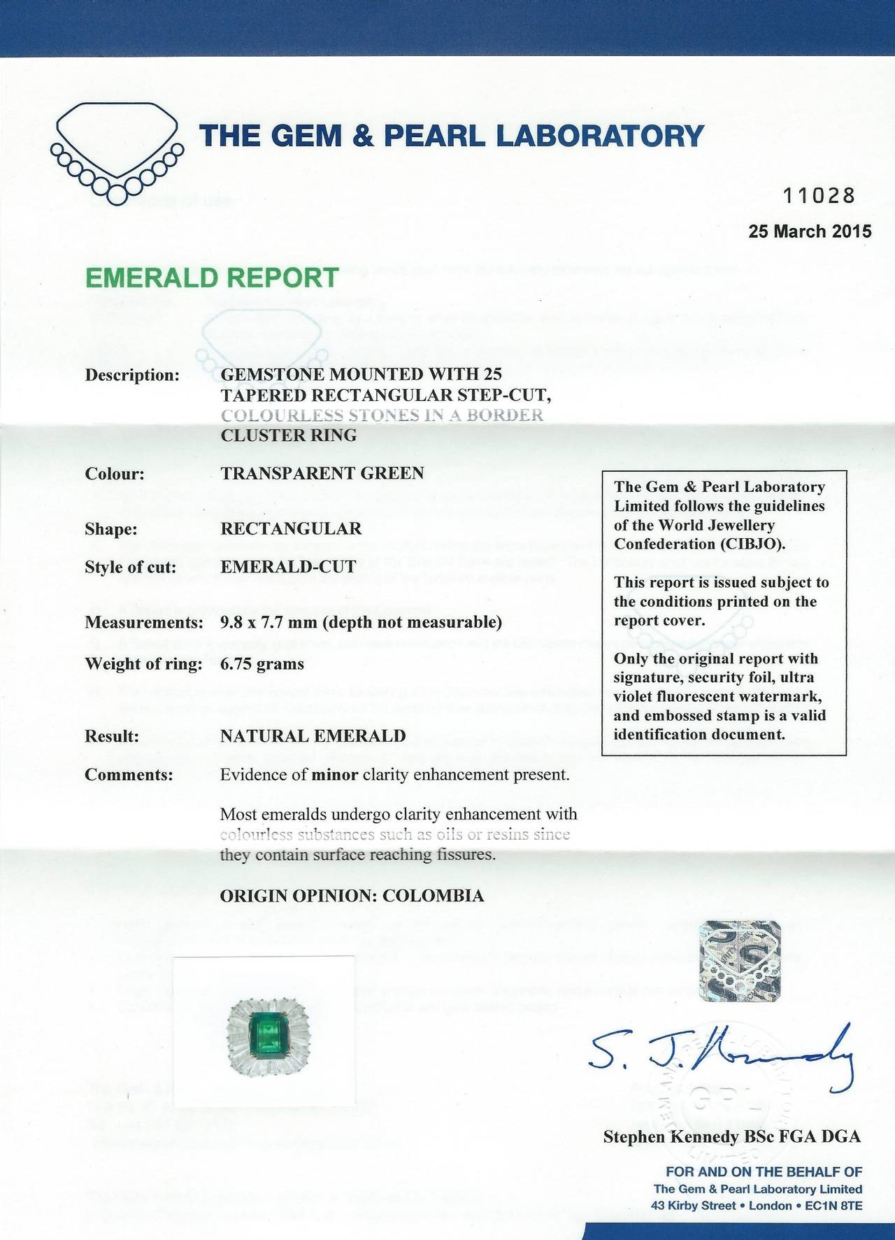Certified 2.20 Carat Emerald-Cut Colombian Emerald Diamond Ballerina Ring For Sale 2