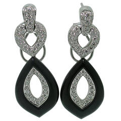 Onyx Diamond Gold Dangle Earrings