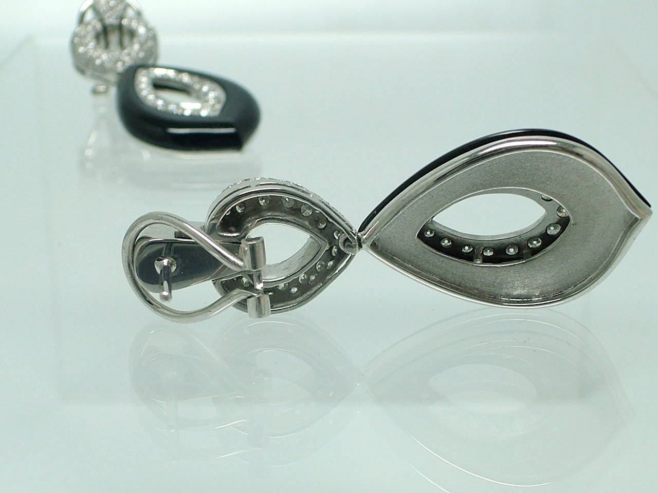 onyx leverback earrings
