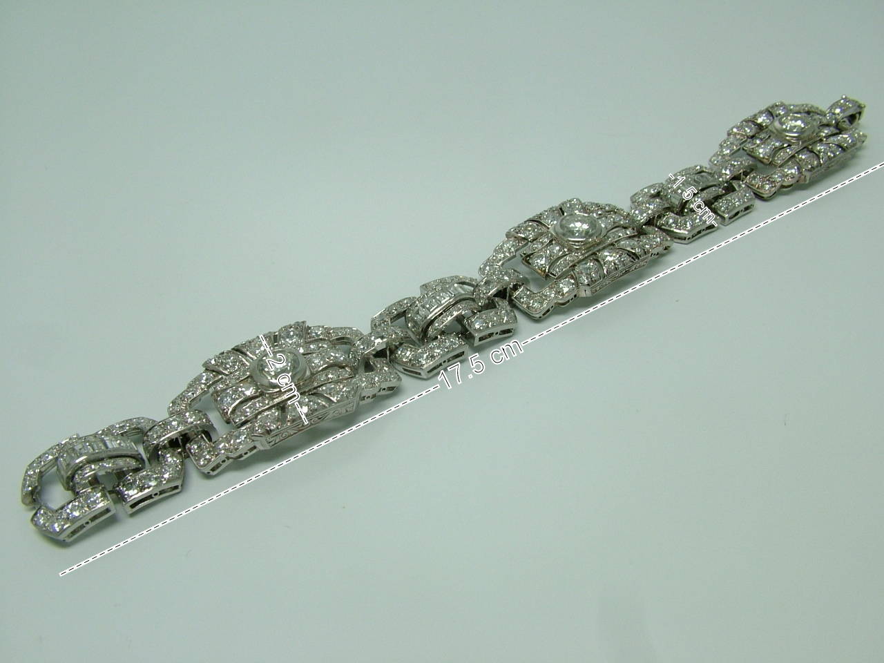 Classic Art Deco Pave Diamond Gold Bracelet For Sale 5