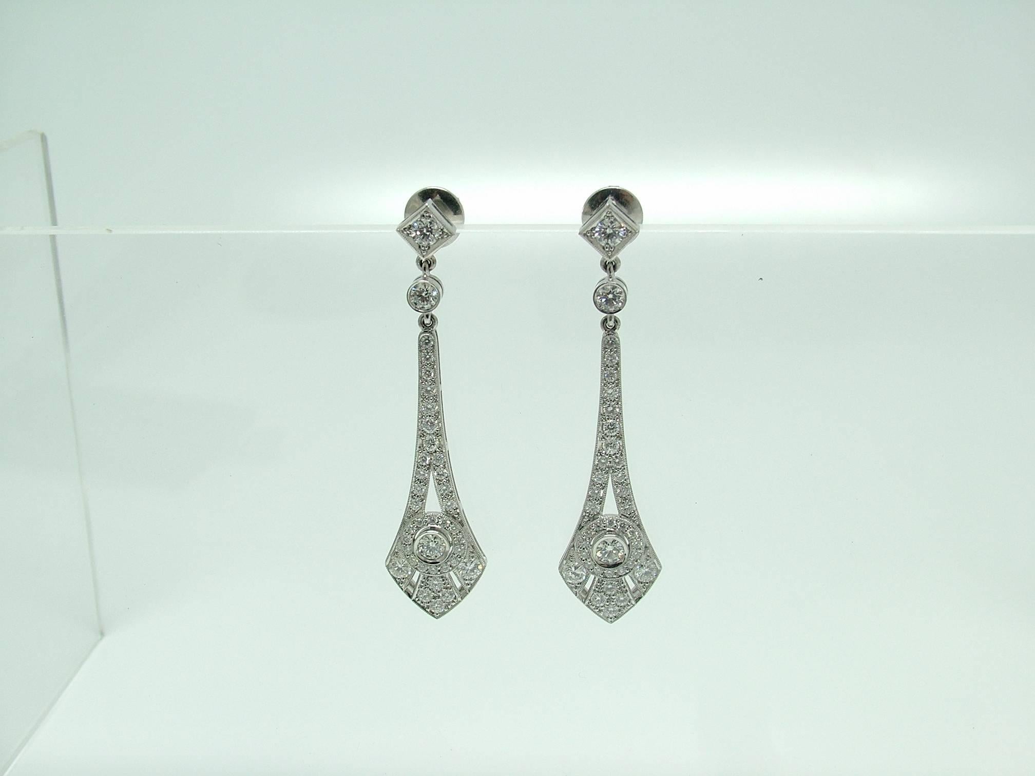 Diamond Gold Pendant Earrings In New Condition For Sale In Madrid, ES