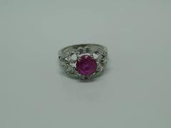 Burma Gubelin Certified Unheated Ruby Diamond Gold Ring