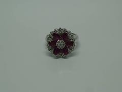 Ruby Diamond Gold Flower Ring