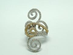 Diamond Two-Color Gold Scroll Motif Ring