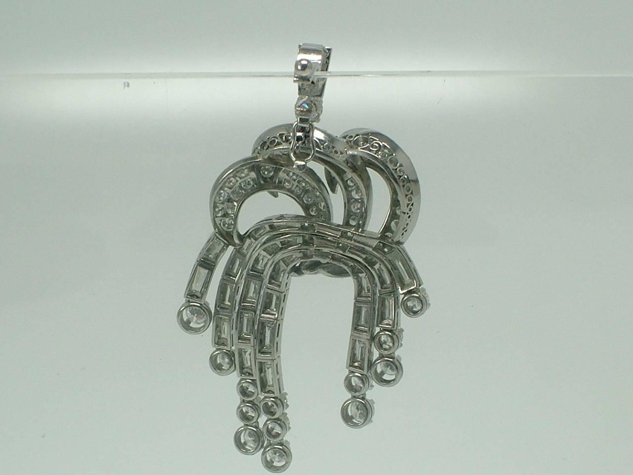 Women's Late Art Deco Diamond Platinum Cascade Pendant For Sale