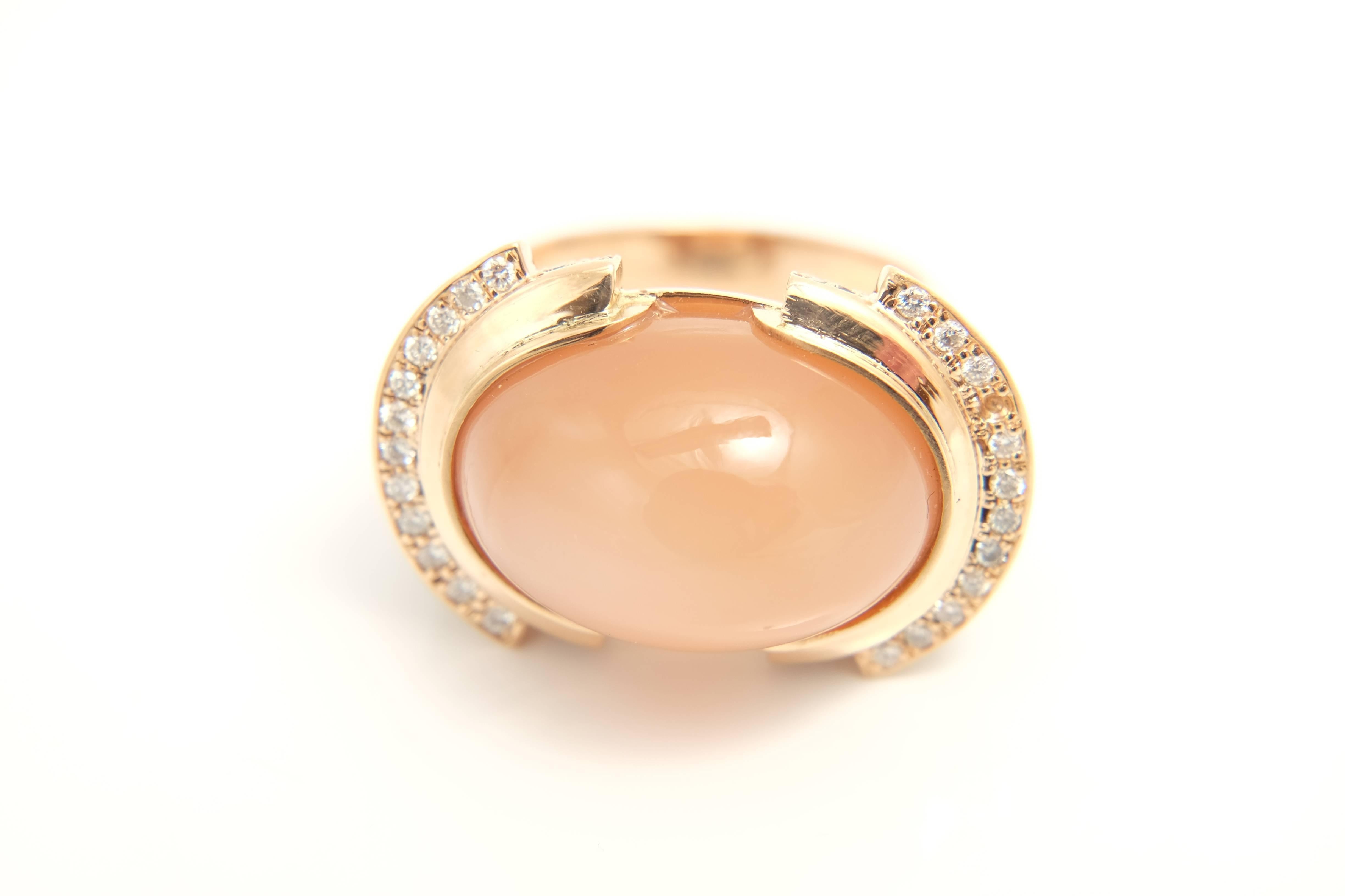 Moonstone Diamond Cocktail Ring In Excellent Condition For Sale In Madrid, ES