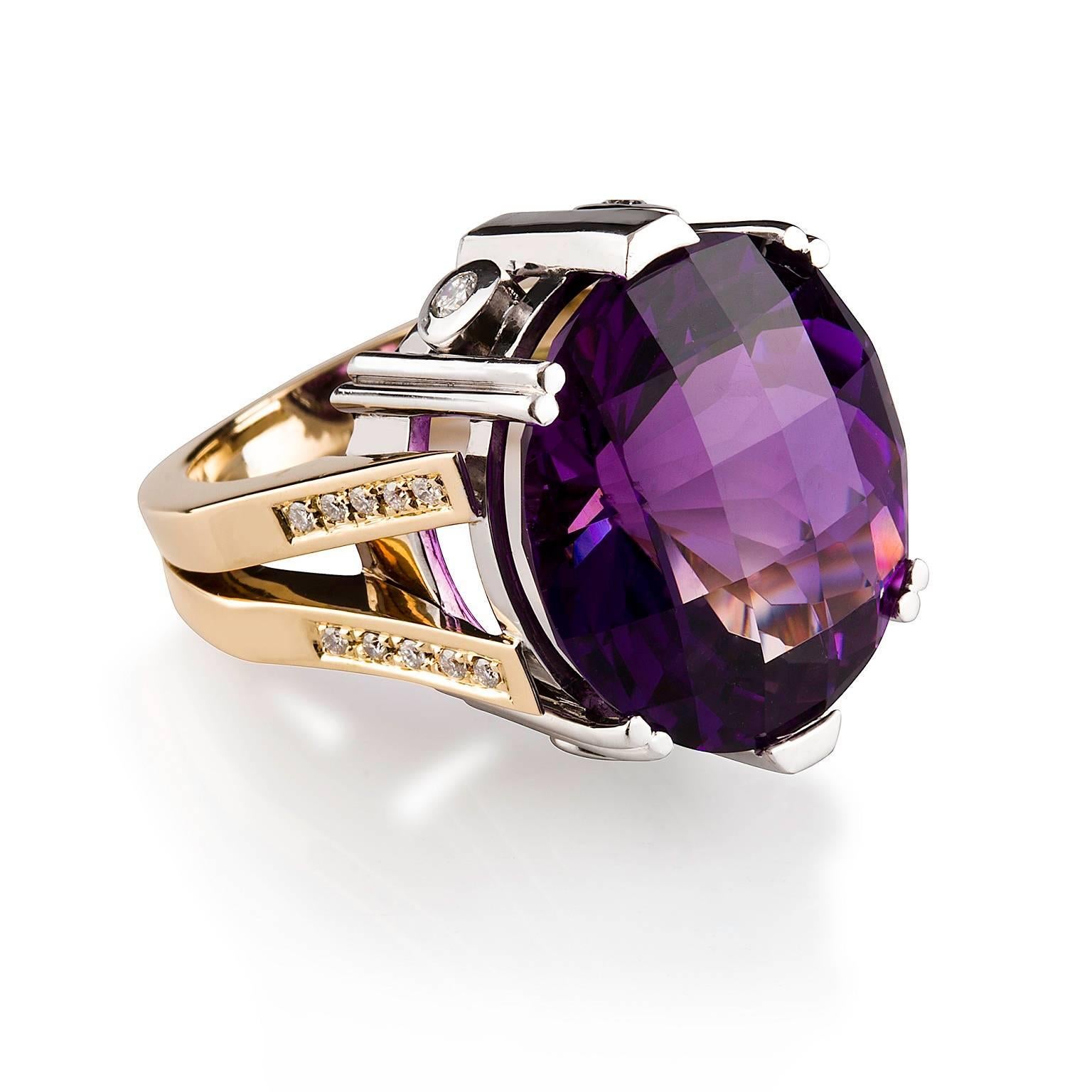 Viola Ring

Customization: A similar ring may be able to be made with your favourite gemstone and choice of precious metal. Contact us to discuss possibilities.

This stunning handmade dress ring consists of a large attractive oval amethyst that is