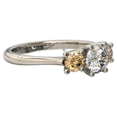 GIA Certified Three Round Brilliant Cut Diamonds Engagement Ring in Platinum