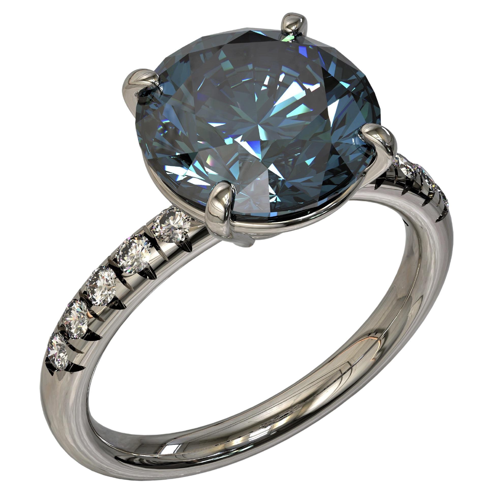 Kian Design 3.81 Carat Natural Topaz Diamond Engagement Ring In Platinum For Sale