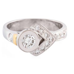 Kian Design 18 Carat White Gold Diamond Ring with 24 Carat Yellow Gold Inlay