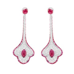 Natural Ruby and Diamond Drop Earrings
