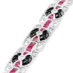 Burmese Ruby Onyx Diamond Geometric Bracelet