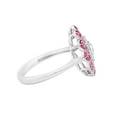 Burmese Ruby and Diamond Flower Cluster Ring