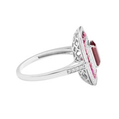 Vivid Ruby Diamond Double Halo Cocktail Ring