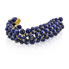 Trianon Lapis Lazuli Emerald Bead Gold Bracelet