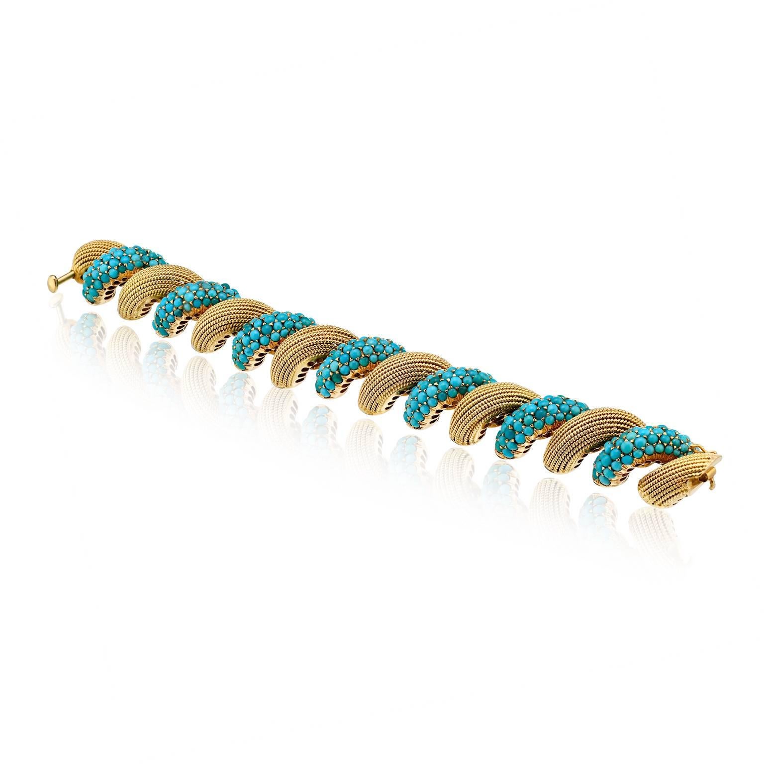 Cartier Circa 1970s 18K Yellow Gold with Turquoise Bracelet