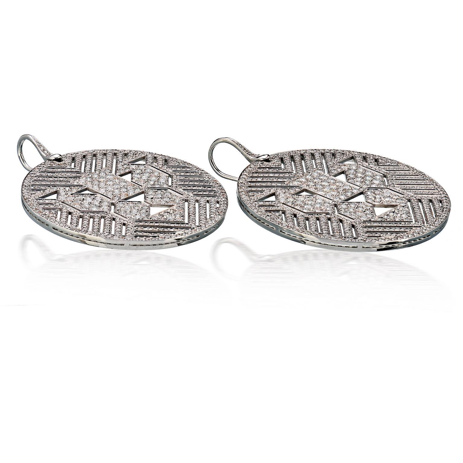 Round Cut Gianni Bulgari Enigma Lion Diamond Earrings