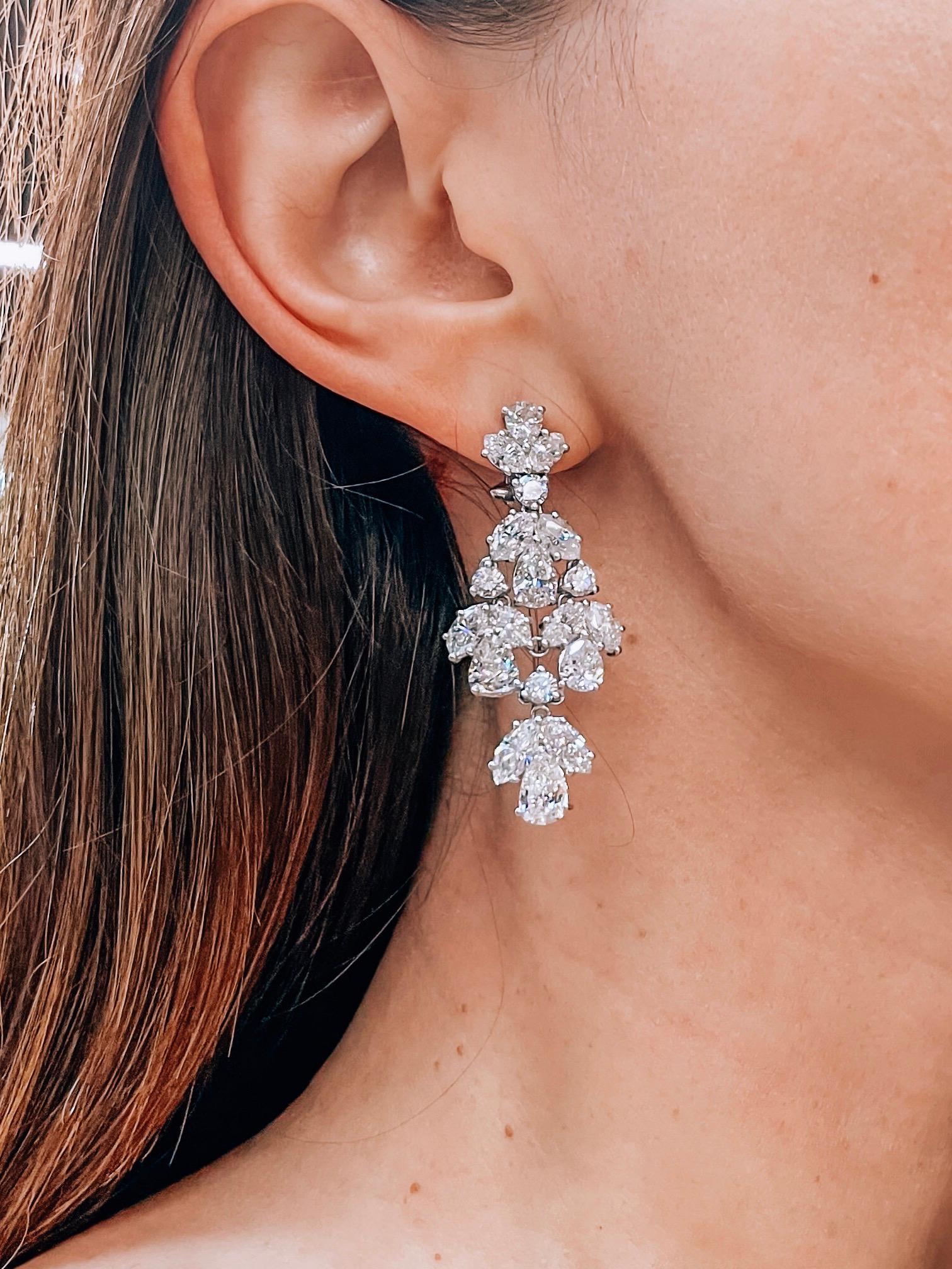 Platinum Chandelier Diamond Drop 20.00 Carat Earrings 2