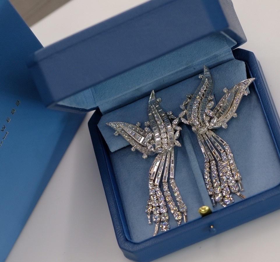 Modern David Webb 50 Carats Spectacular Statement Diamond Earrings For Sale