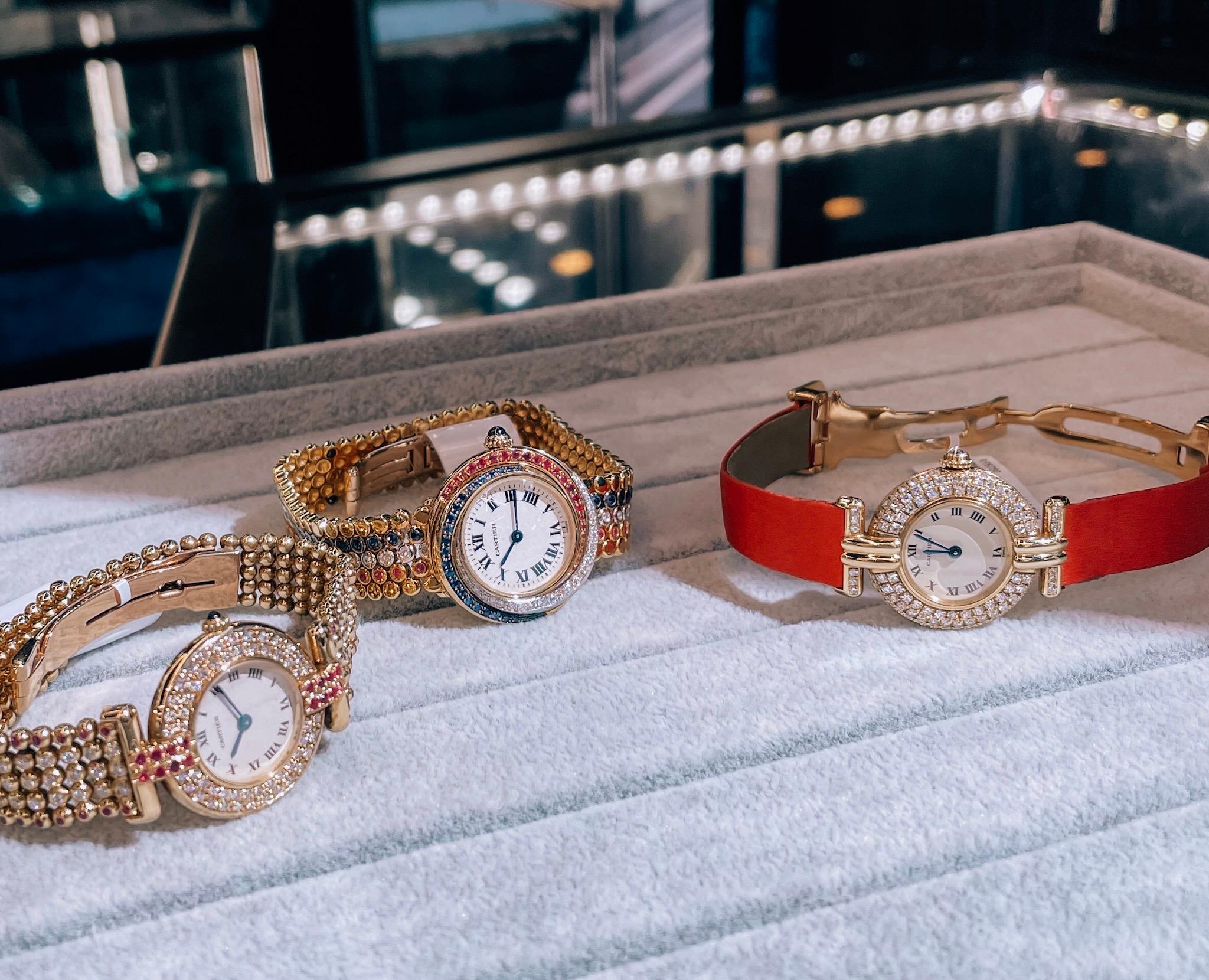 Cartier 18k Yellow Gold Colisee Diamond Satin Strap Watch In Good Condition In New York, NY