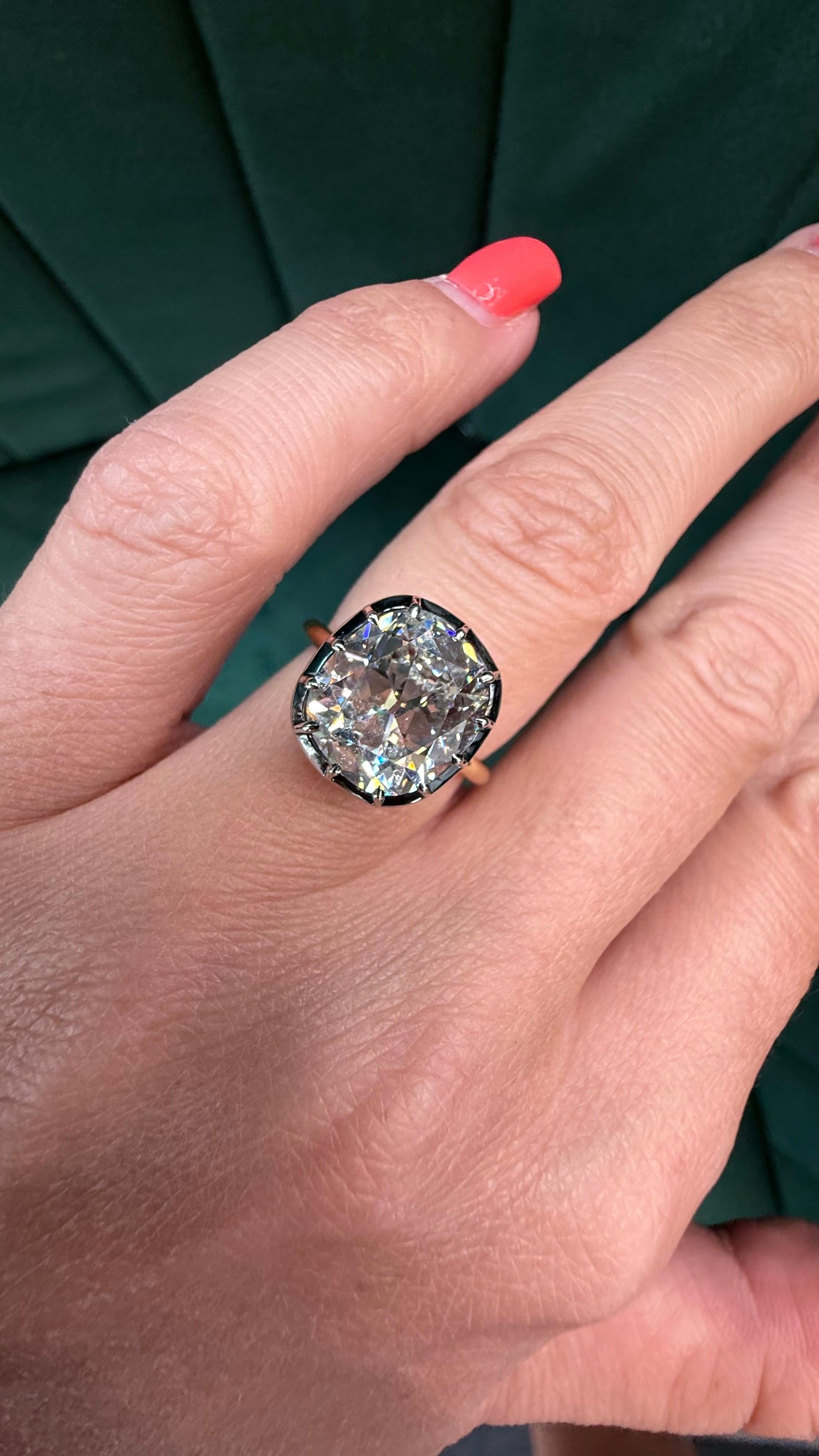 5,03 Karat Kissen Brillantschliff Diamant Solitär Verlobungsring - F/VS1 GIA im Angebot 1