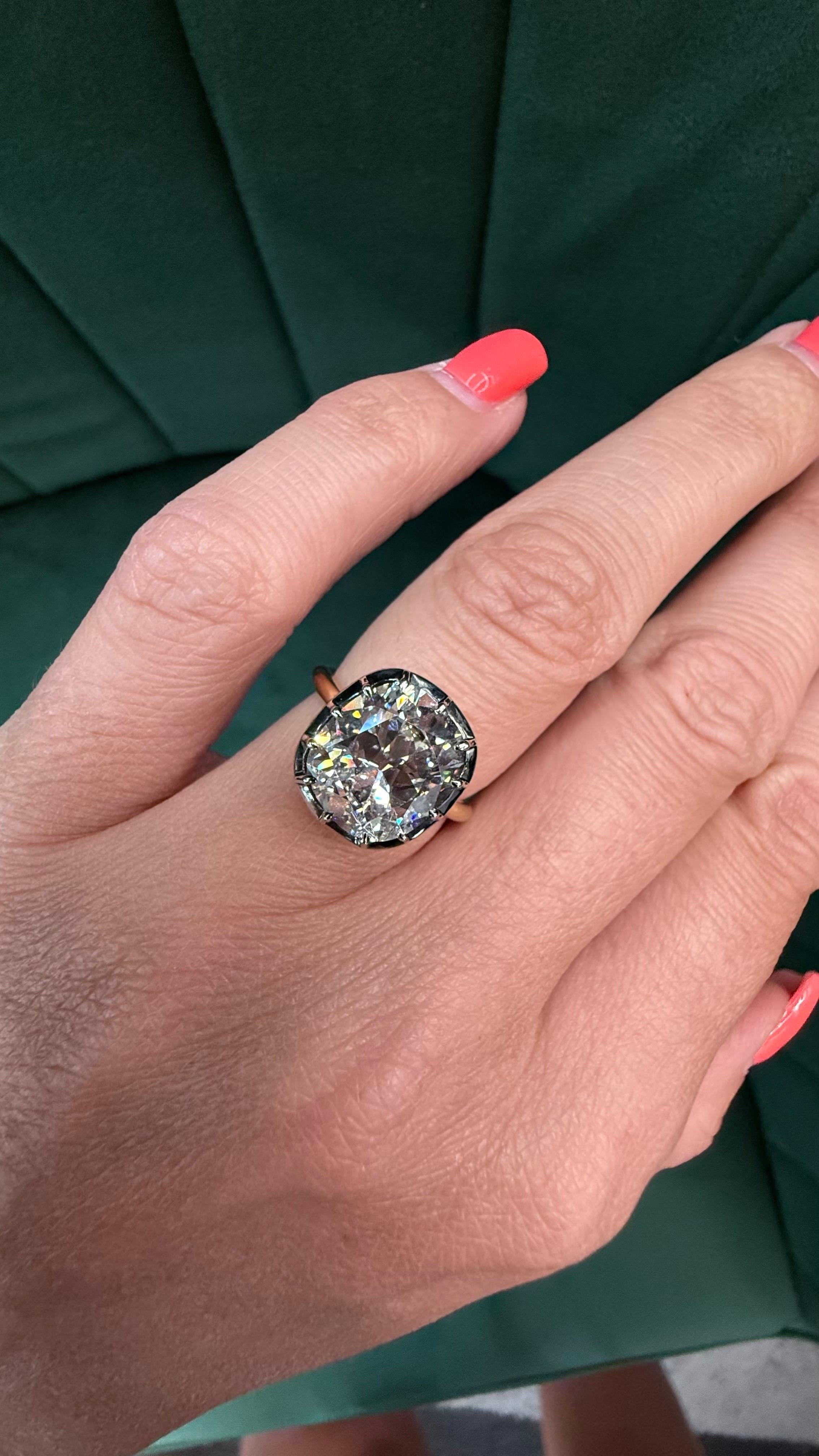 5,03 Karat Kissen Brillantschliff Diamant Solitär Verlobungsring - F/VS1 GIA im Angebot 2