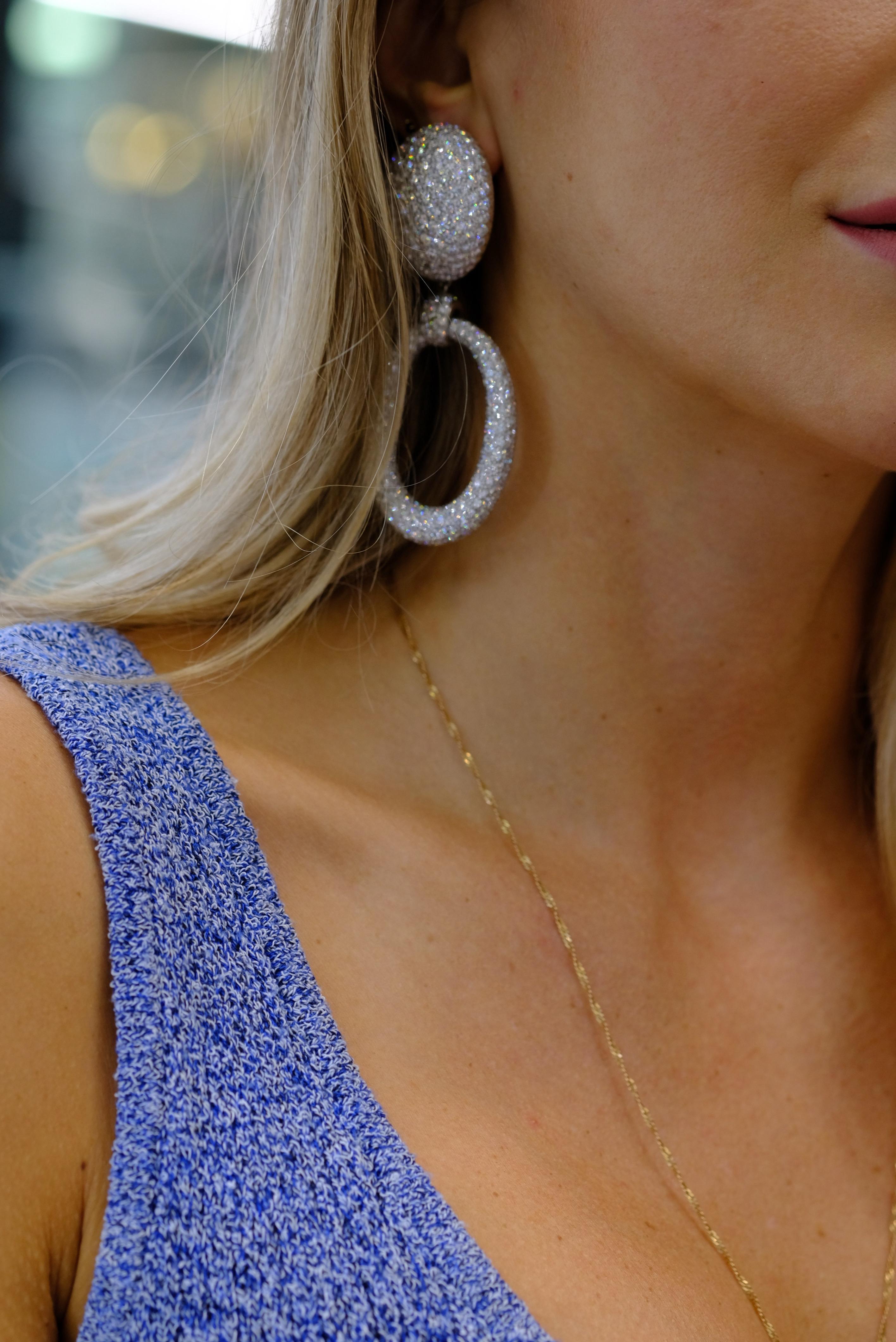 David Webb Bombe Platin 56,84 Karat Hänge-Tür-Knocker-Ohrringe Damen im Angebot