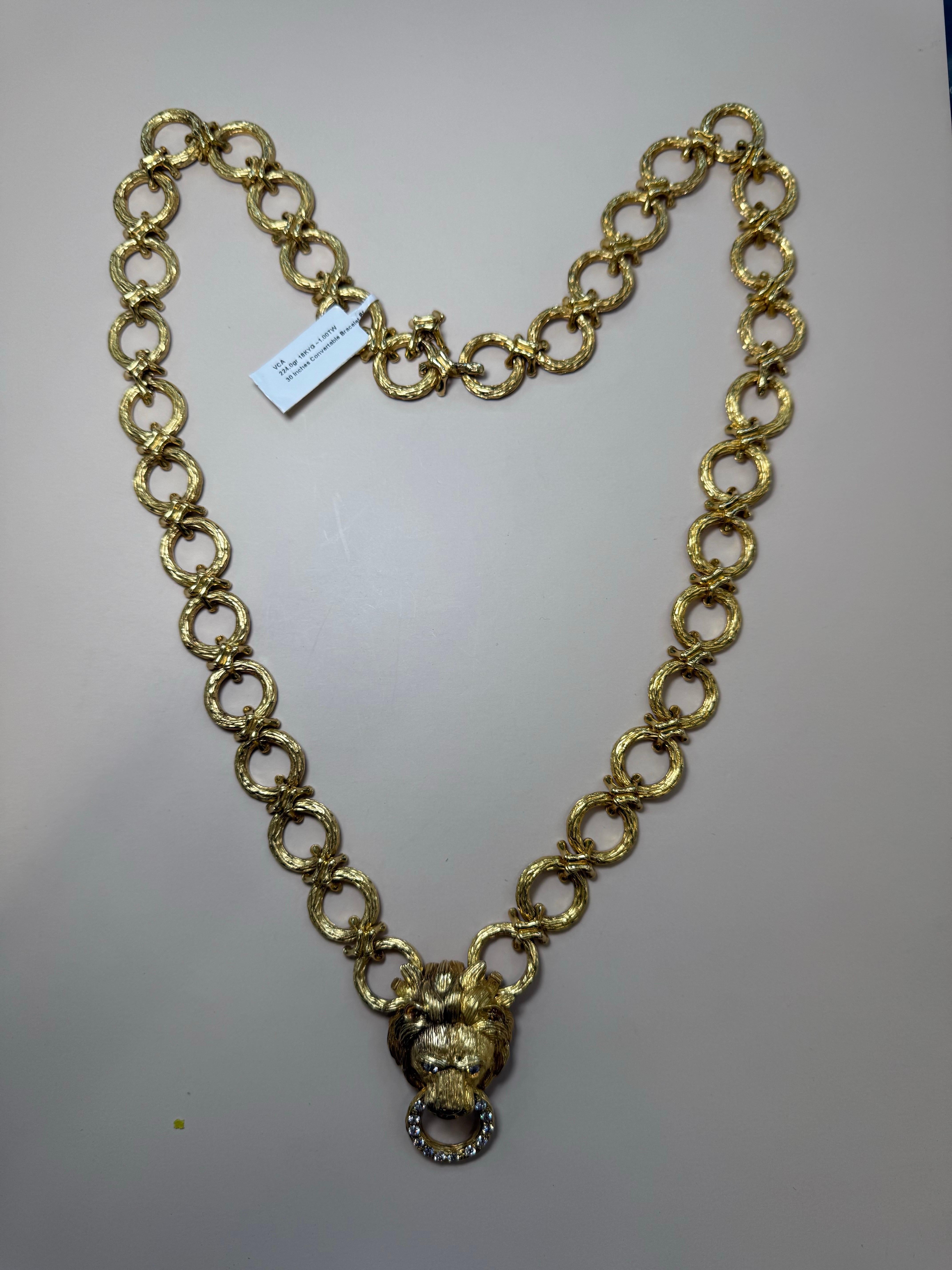 Van Cleef and Arpels, collier convertible broche lion en or jaune 18 carats en vente 14