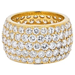 18K Yellow Gold 8 Carat Diamond Multi Row Cluster Ring