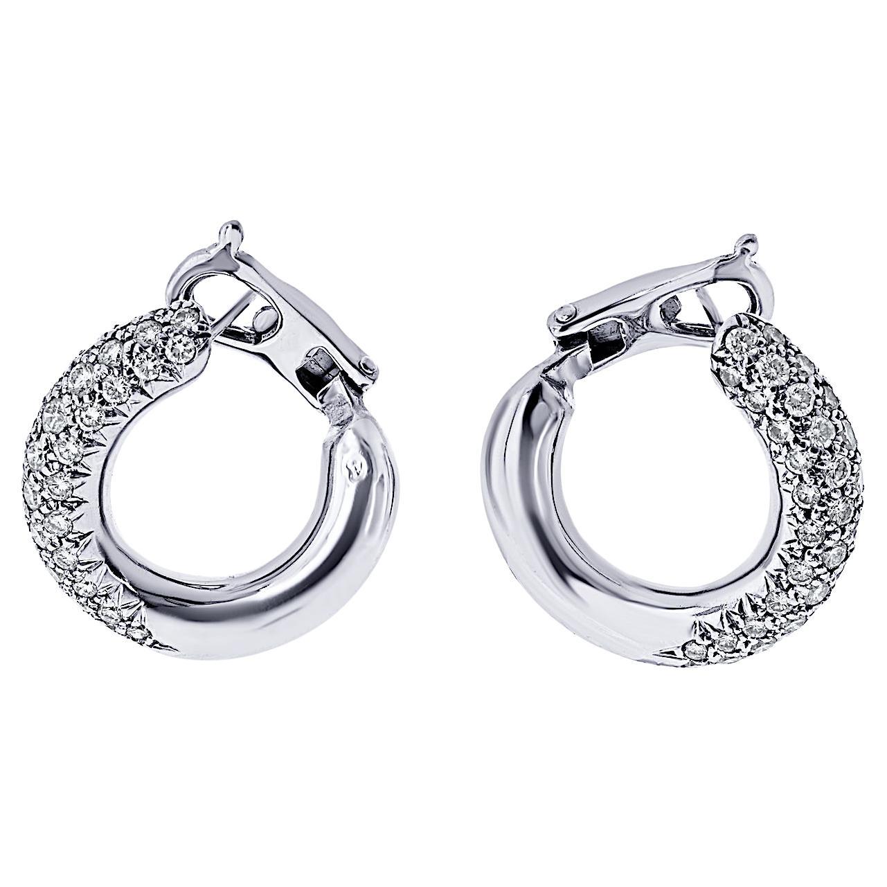 Orecchini a cerchio con diamanti in oro bianco 18 carati di Van Cleef & Arpels, anni '80