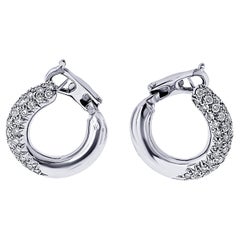 Van Cleef & Arpels 18K White Gold Diamond Hoop Earrings, 1980s