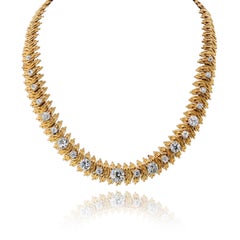 Boucheron 18K Yellow Gold Old European Cut Diamond Necklace