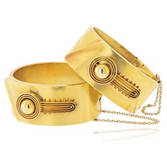 Tiffany & Co. 1850's 18K Yellow Gold Matching Double Antique Bracelets