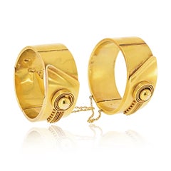 Tiffany & Co. 1850's 18K Yellow Gold Matching Double Antique Bracelets