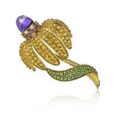 Tiffany & Co. 18K Yellow Gold Sapphire Amethyst Tsavorite Earrings and Brooch