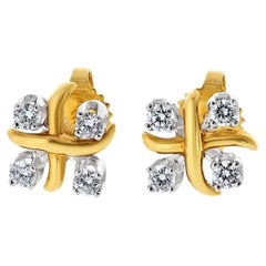 Tiffany & Co Schlumberger Diamond Earrings 18K Gold Platinum
