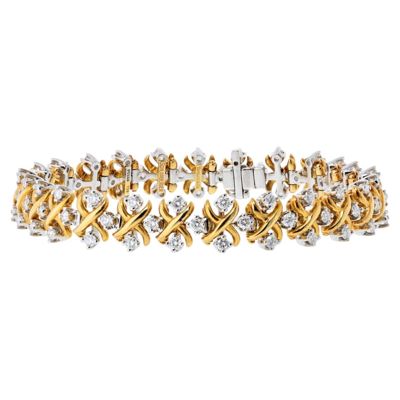 Tiffany & Co. 18K Yellow Gold And Platinum Lynn Diamond Bracelet For Sale